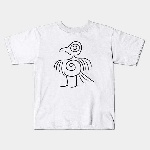 Ornamental bird ancient America Kids T-Shirt by Demonic cute cat